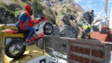 Spiderman Motorcycle Stunt Parkour Racing Challenge with SUPERHEROES – GTA V MODS