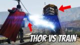 THOR VS TRAIN IN GTA V | GTA V Thor Mod in Hindi | GTA V Funny Moments #shorts