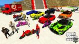 GTA V Trevor Gone Crazy in Double Mega Ramps with Super Heroes & Funny Chimp By Bikes, SuperCars