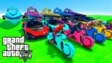 GTA V Double Mega Ramp Car Race Challenge with Trevor on Supercars OFFRoad and Boats