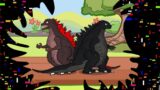 FNF Corrupted “SLICED” But Everyone Sings It | Annoying Orange x Godzilla x FNF Animation